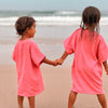 COTTON TOWEL BEACH TEE - RASPBERRY